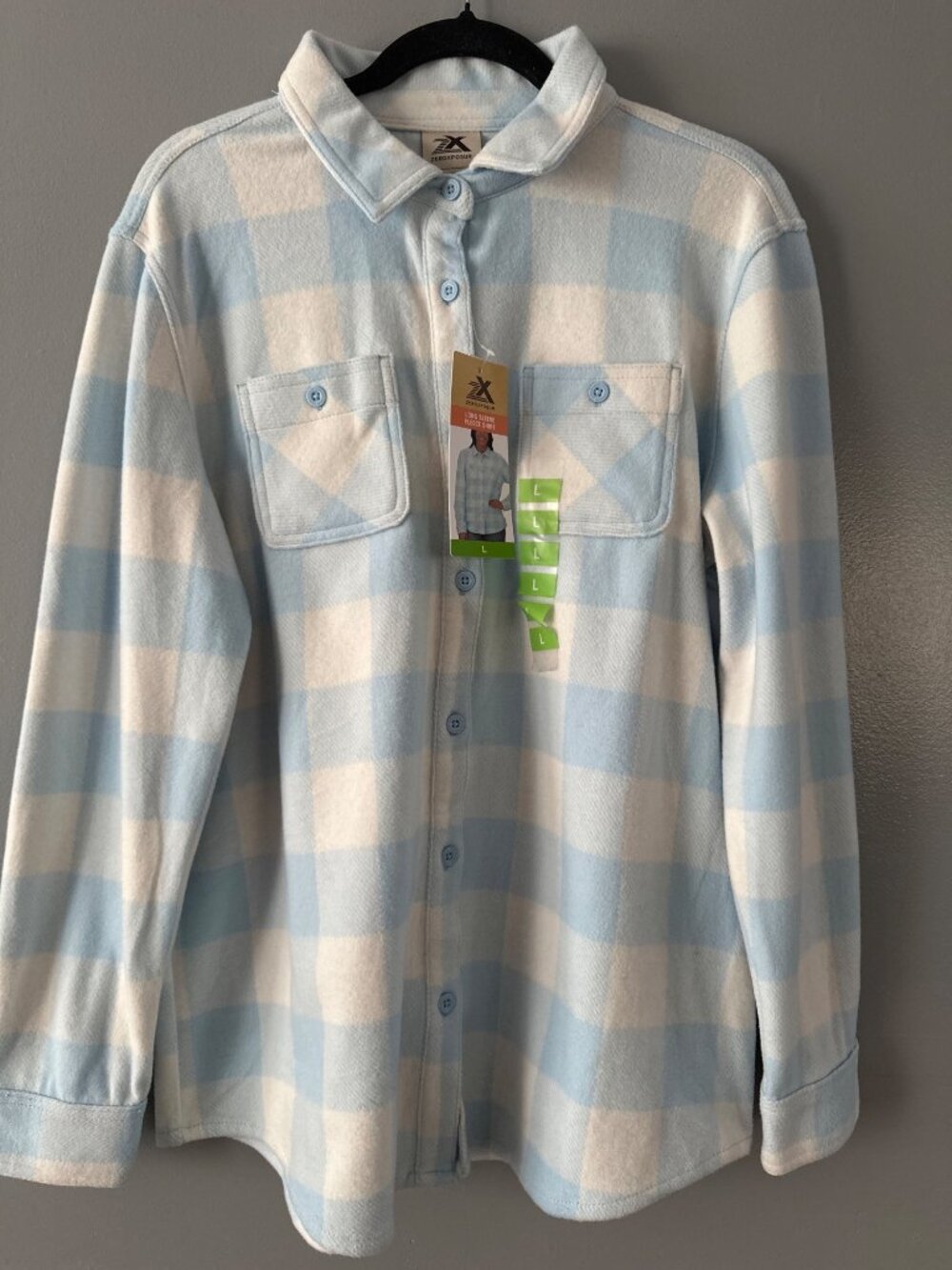 NWT Women's ZeroXposur Extra Soft Stretch UV Protection Shirt Blue Size Large